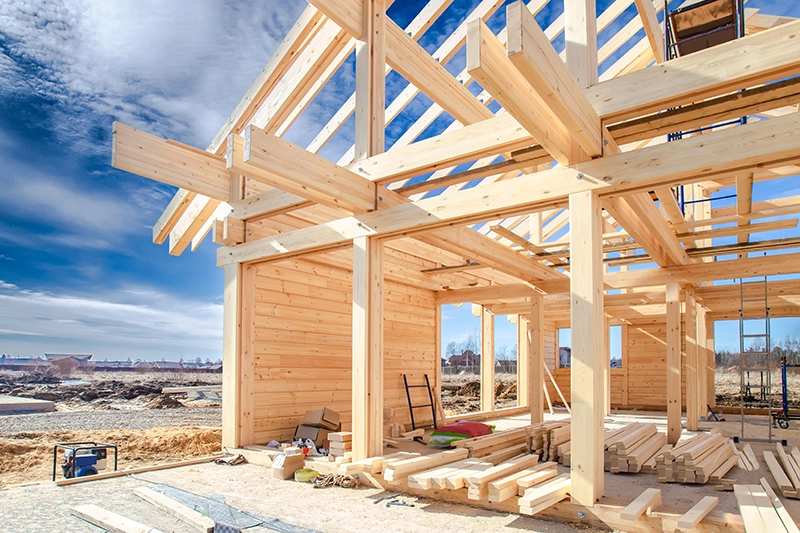 The framing of a home being built
